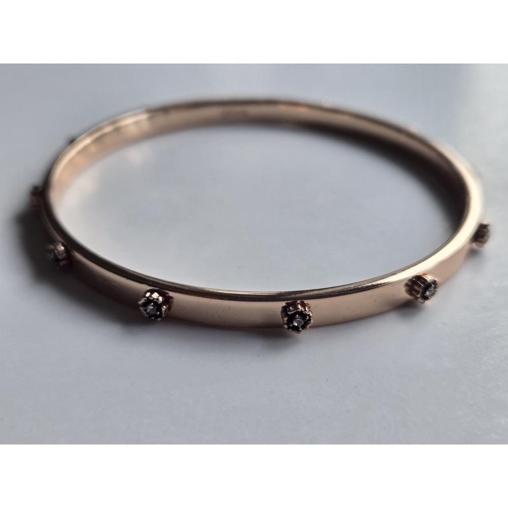 NWT Coach tea rose gold-tone bangle bracelet - crystal studs, 2.75" diameter - Picture 2 of 8